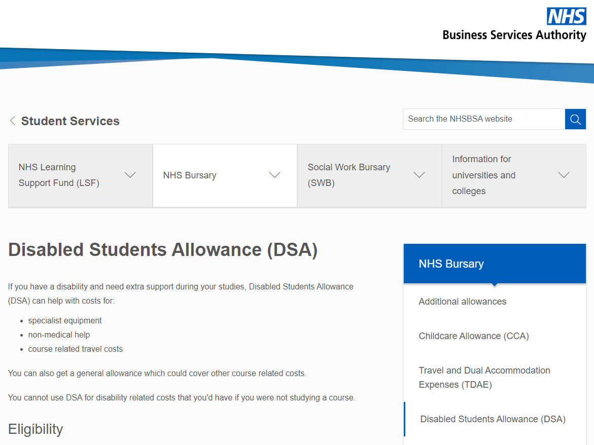 Disabled Student Allowance (DSA)